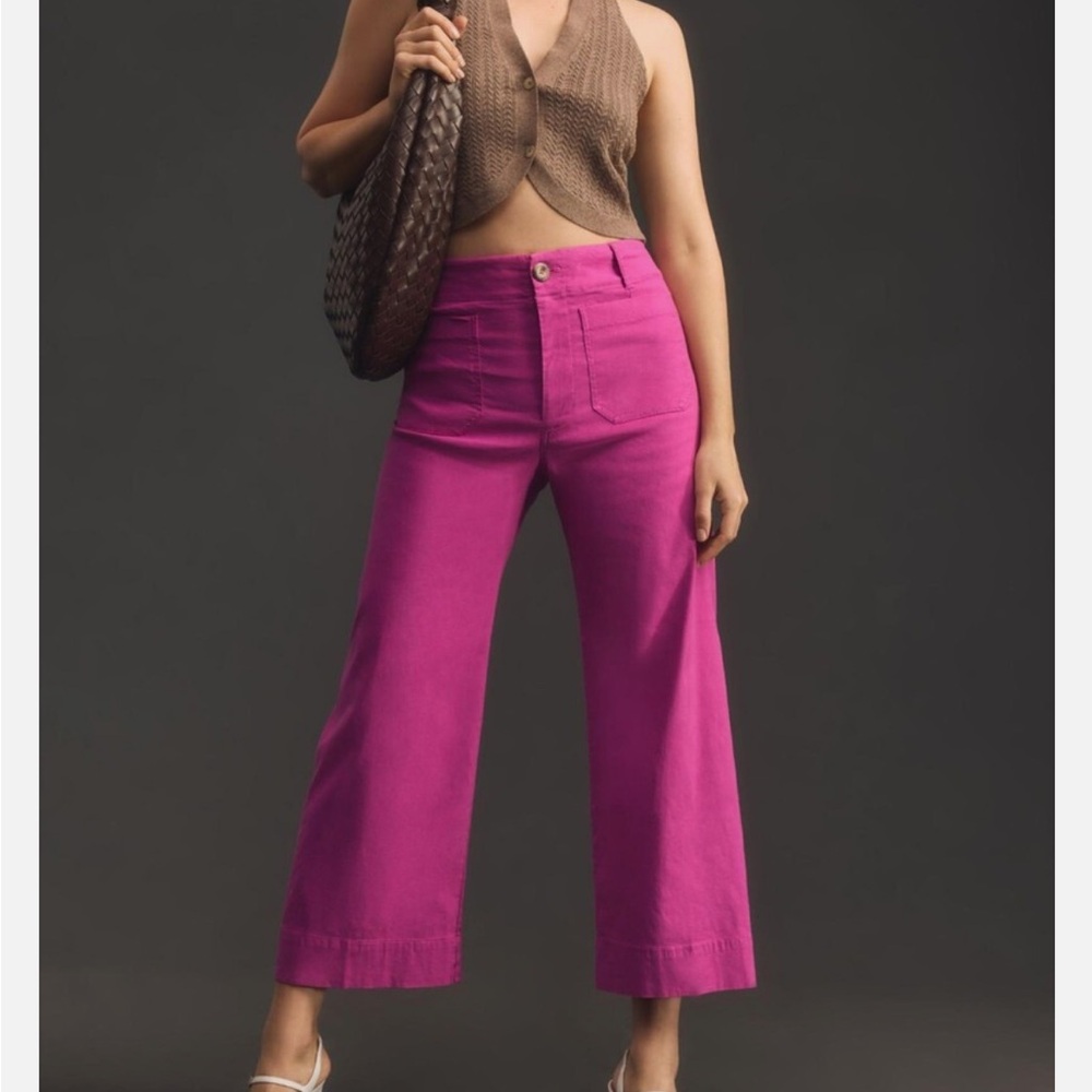 Anthropologie Maeve Colette Pink Cropped Pants